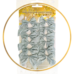 Бантик на ялинку Блиск (срібний) 12шт