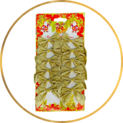 Бантик на ялинку Блиск (золотий) 12шт