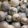 Новорічні кулі 40 шт Мікс Бите Скло Срібний Білий Набір новорічних куль