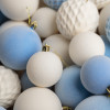 Новорічні кулі 40 шт Мікс Бархат Оксамит Блакитний Білий Набір новорічних куль