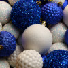 Новорічні кулі 40 шт Мікс Блиск Синій Білий Набір новорічних куль