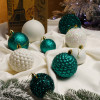 Новорічні кулі 40 шт Мікс Блиск Смарагдовий Білий Набір новорічних куль Новорічні кулі 40 шт Мікс Блиск Смарагдовий Білий Набір новорічних куль