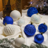 Новорічні кулі 40 шт Мікс Блиск Синій Білий Набір новорічних куль