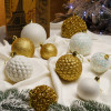 Новорічні кулі 40 шт Мікс Блиск Золотий Білий Набір новорічних куль
