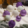 Новорічні кулі 40 шт Мікс Блиск Фіолетовий Білий Набір новорічних куль