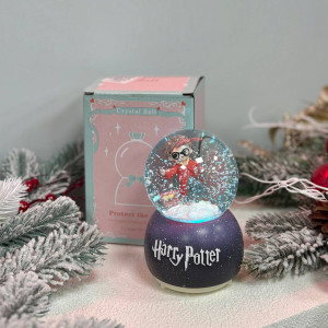 Новорічна куля світильник нічник музичний 14см Гаррі Поттер, на батарейках в комплеті