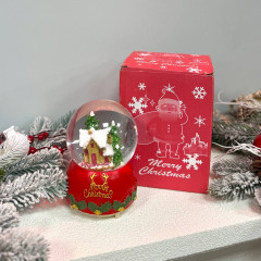 Новогодний шар ночник музыкальный 15см Избушка белый, на батарейках в комплекте Новогодний шар ночник музыкальный 15см Избушка белый, на батарейках в комплекте