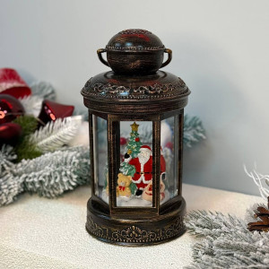 Новорічний ліхтар світильник нічник музичний 21см санта, ведмедик та ялинка з USB живленням, на батарейках