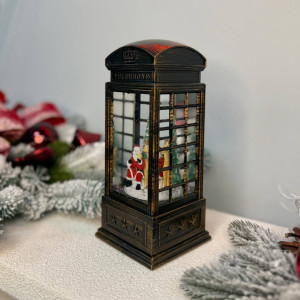 Новорічний ліхтар світильник нічник музичний 22х8см Таксофон з USB живленням 