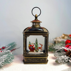 Новорічний ліхтар світильник нічник музичний 27см Санта з USB живленням та на батарейках