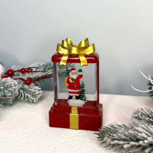 Новорічний ліхтар нічник 12см Подарунок №3 на батарейках у комплекті