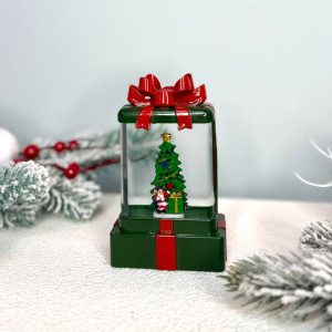 Новорічний ліхтар нічник 12см Подарунок №1 на батарейках у комплекті