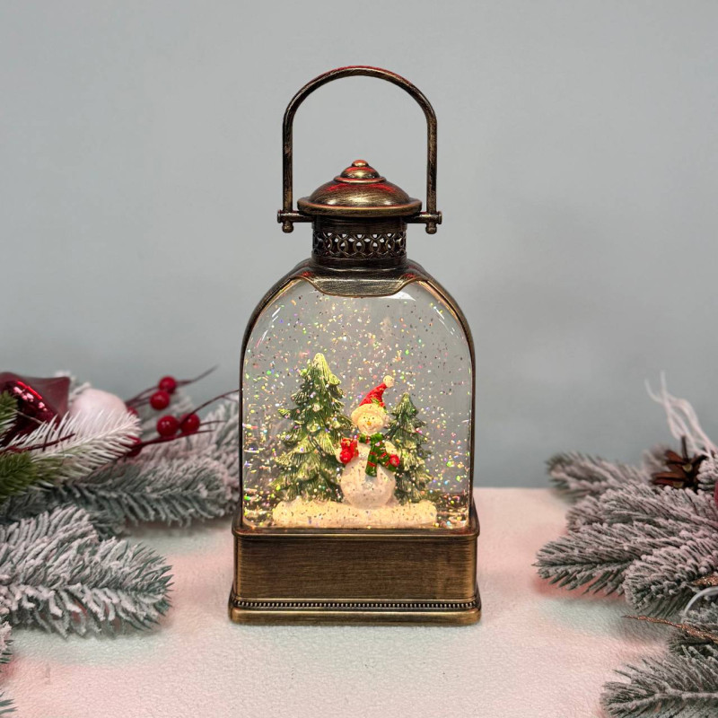 Новорічний ліхтар світильник нічник музичний 28см з USB живленням та на батарейках