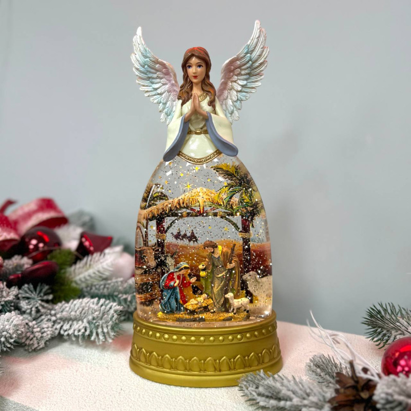 Новорічний ліхтар світильник нічник музичний 35см Вертеп з USB живленням, на батарейках