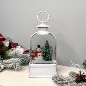 Новорічний ліхтар світильник нічник музичний 25см білий з USB живленням, на батарейках