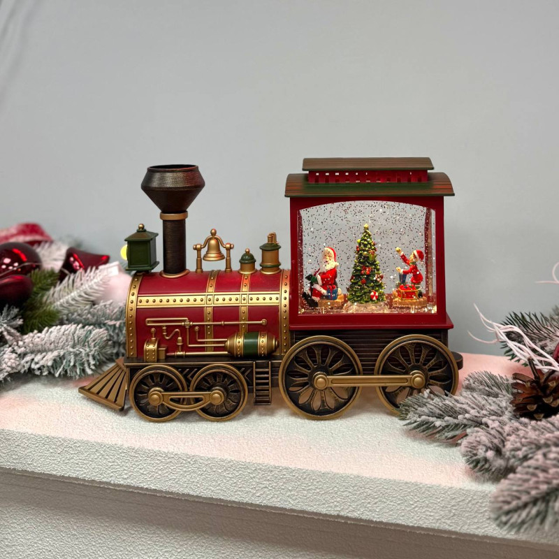 Новогодний фонарь светильник ночник музыкальный 30х21см Поезд с USB питанием и на батарейках