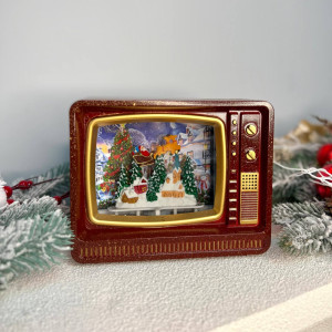 Новорічний ліхтар світильник нічник музичний 19х15см Телевізорширина з USB живленням та на батарейках