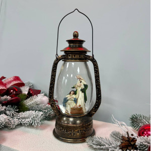 Новорічний ліхтар світильник нічник музичний 33см Релігійний з USB живленням, на батарейках