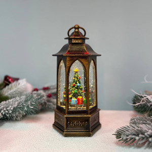 Новорічний ліхтар світильник нічник музичний 22х9см Ялинка №4 з USB живленням