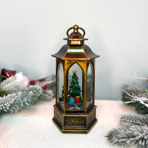 Новорічний ліхтар світильник нічник музичний 22х9см Ялинка №4 з USB живленням