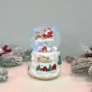 Новорічна куля світильник музичний 18х10см з живленням на батарейках