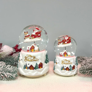 Новорічна куля світильник музичний 18х10см з живленням на батарейках