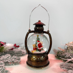 Новорічний ліхтар світильник нічник музичний 20см Санта на батарейках
