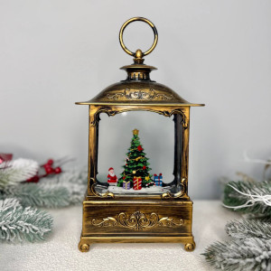 Новорічний ліхтар світильник нічник музичний 27см з USB живленням та на батарейках