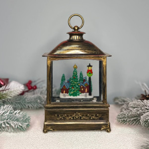 Новорічний ліхтар світильник нічник музичний 25см з USB живленням та на батарейках