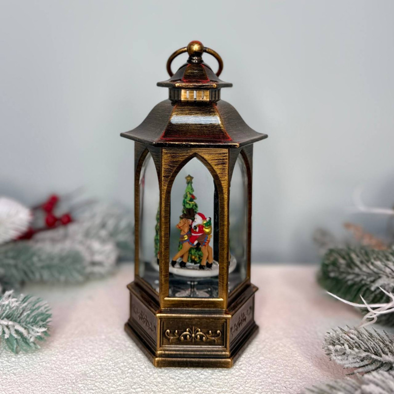 Новорічний ліхтар світильник нічник музичний 26см з USB живленням та на батарейках