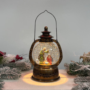 Новорічний ліхтар світильник нічник музичний 20х10см Різво з USB живленням