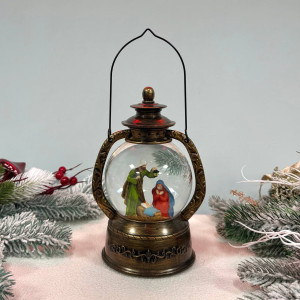 Новорічний ліхтар світильник нічник музичний 20х10см Різво з USB живленням