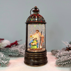 Новорічний ліхтар світильник нічник музичний 24см Різдво з USB живленням