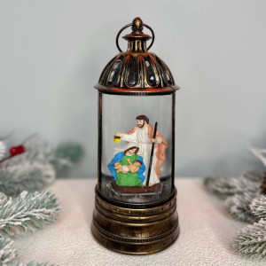 Новорічний ліхтар світильник нічник музичний 24см Різдво з USB живленням
