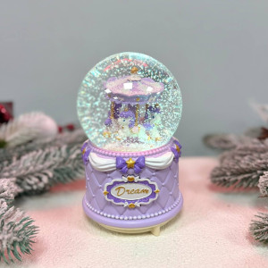 Новорічна куля світильник нічник музичний Париж, 18х10см на батарейках в комплеті