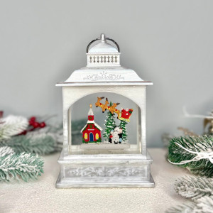 Новорічний ліхтар світильник нічник музичний 22см з USB живленням та на батарейках