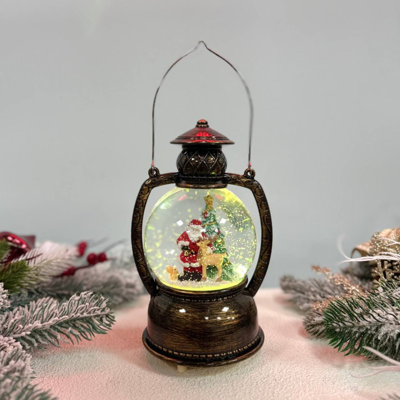 Новорічна куля світильник нічник музичний Париж 17х10см, на батарейках в комплеті розовий