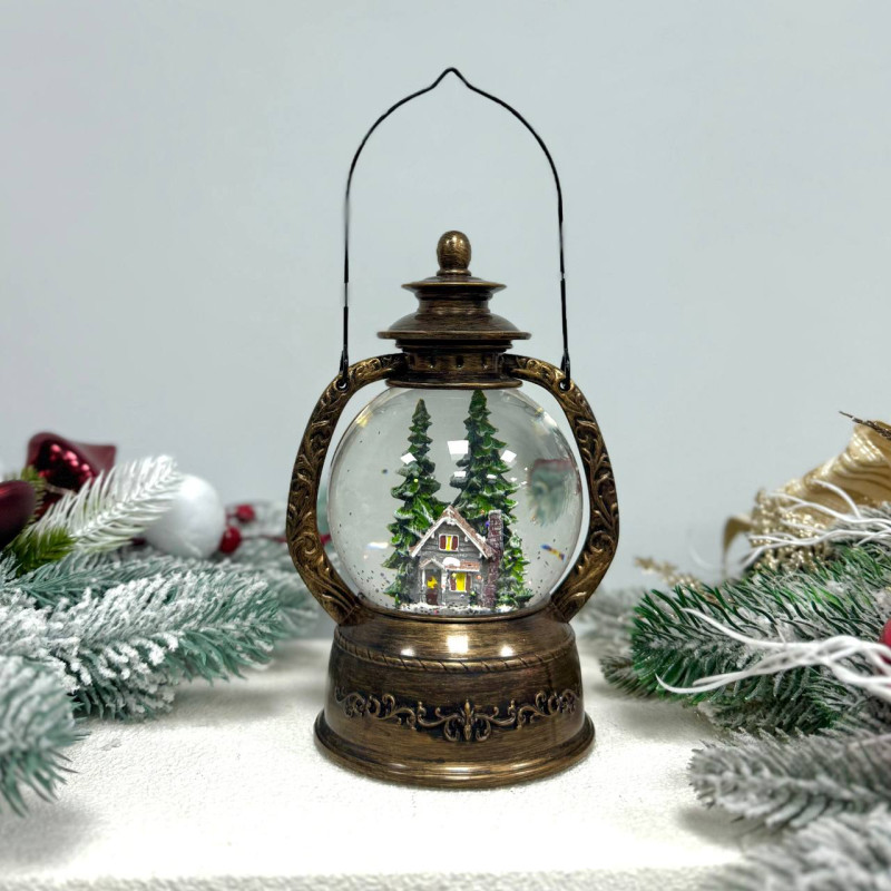 Новорічний ліхтар світильник нічник музичний 21х7см з USB живленням та на батарейках