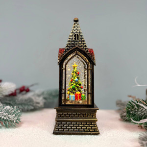 Новорічний ліхтар світильник нічник музичний 23х8см Ялинка з USB живленням