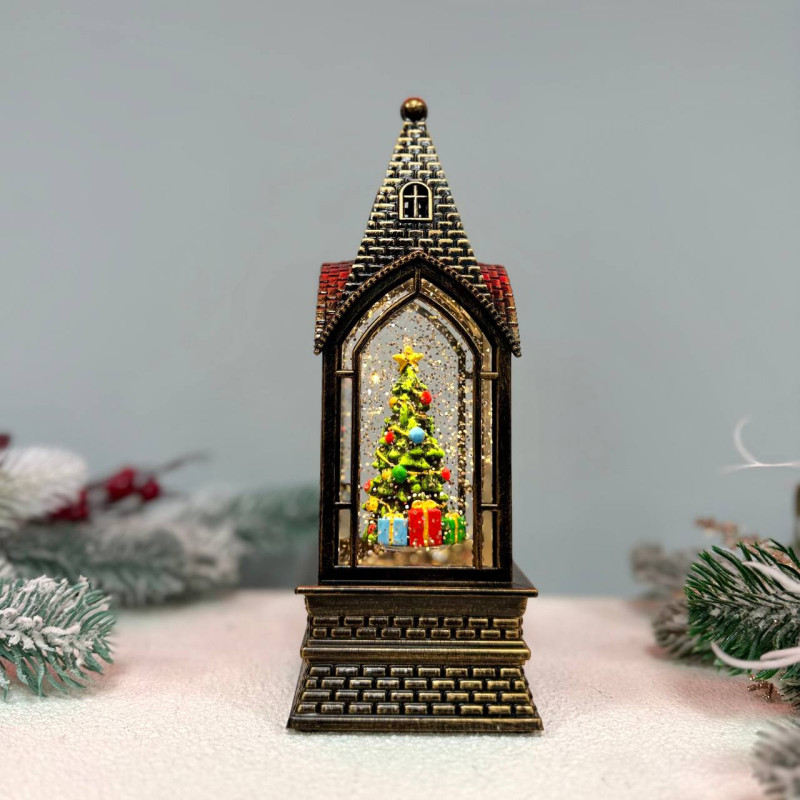 Новорічний ліхтар світильник нічник музичний 23х8см Ялинка з USB живленням