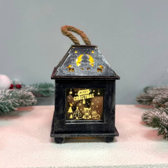 Новорічний дерев'яний ліхтар нічник Merry Christamas 15х10см сталь (YX994-B)