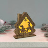 Новорічний дерев'яний ліхтар нічник Будиночок 15х13см дерево