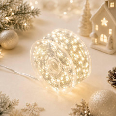 Гірлянда «Роса» 100 м, 1000 LED, теплий білий, білий мідний провід, пульт, IP44\