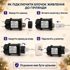 Гірлянда «Роса» 100 м, 1000 LED, теплий білий, білий мідний провід, пульт, IP44\