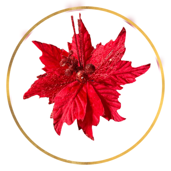 Квітка на ялинку 21см (різдвяник, червона)