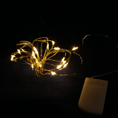Гирлянда Роса 2м на батарейках 20 LED (тепло-белая, на белом)