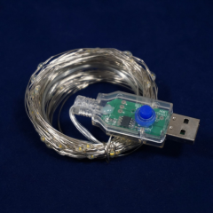Гирлянда Роса 10м USB 100 LED (тепло-белая, на белом)