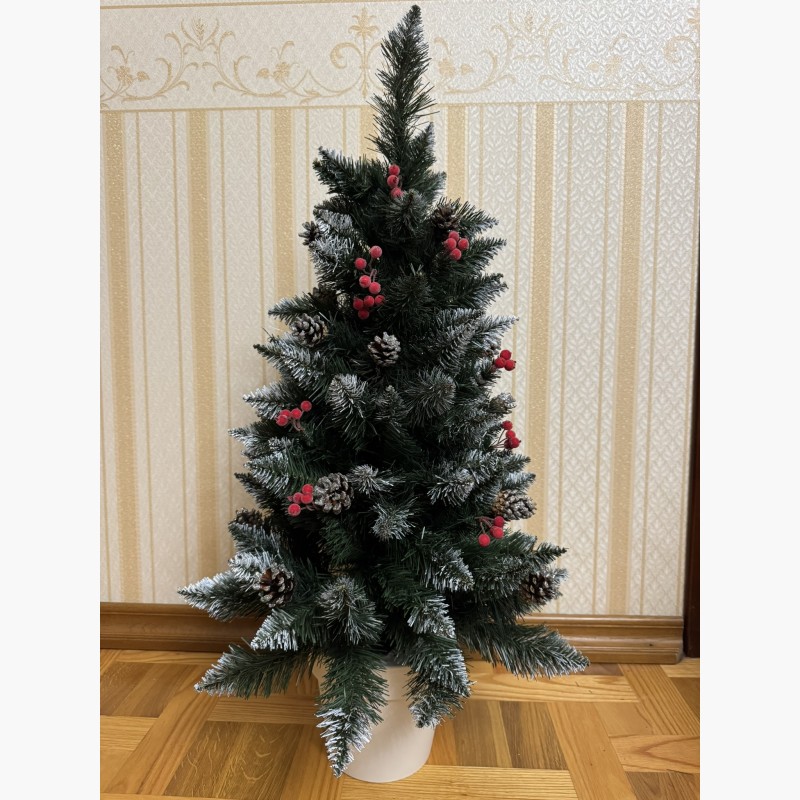 Ялинка в горщику 0.9 м з шишками Кармен Білий Круглий
