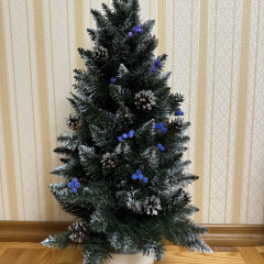 Ялинка в горщику 0.9 м з шишками Кармен Білий Круглий (MVK-5006)