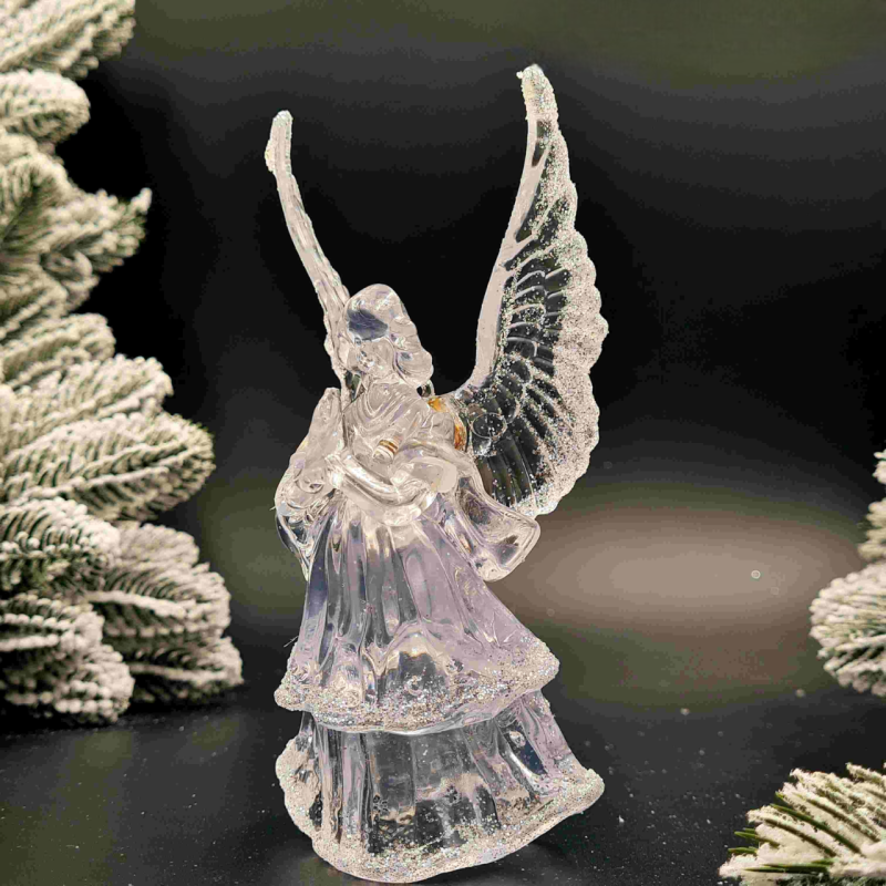 Іграшка на ялинку Ангел (прозорий, 16см)